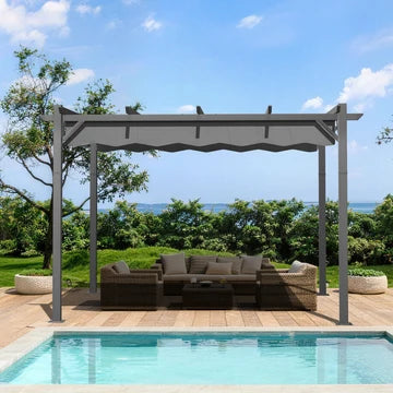 Pergola retrattile da esterno con tetto regolabile in tessuto