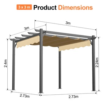 Pergola retrattile da esterno con tetto regolabile in tessuto