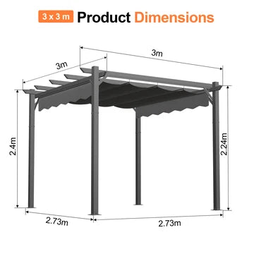 Pergola retrattile da esterno con tetto regolabile in tessuto