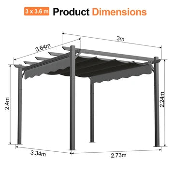 Pergola retrattile da esterno con tetto regolabile in tessuto