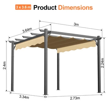 Pergola retrattile da esterno con tetto regolabile in tessuto