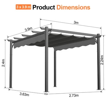 Pergola retrattile da esterno con tetto regolabile in tessuto