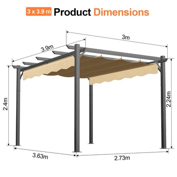 Pergola retrattile da esterno con tetto regolabile in tessuto