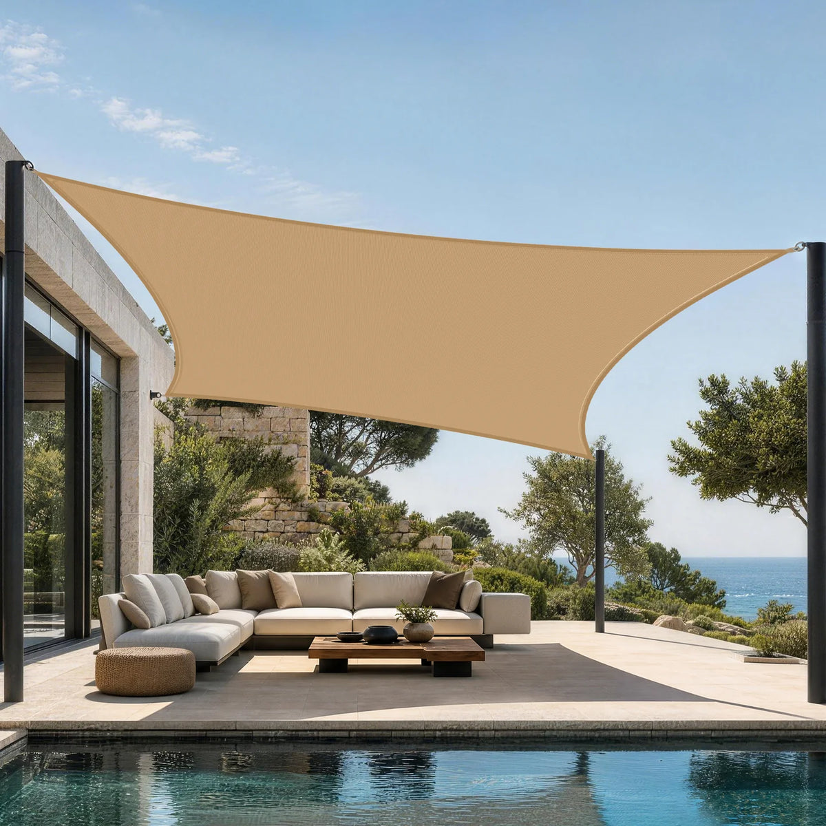 Telo ombreggiante da esterno con protezione UV – Vela parasole resistente per giardino, patio e piscina