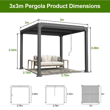 Pergola bioclimatica in alluminio con tetto a lamelle regolabili