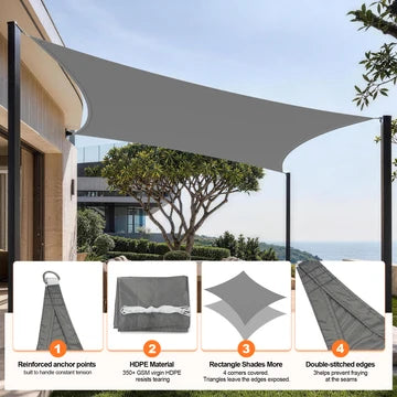 Telo ombreggiante da esterno con protezione UV – Vela parasole resistente per giardino, patio e piscina