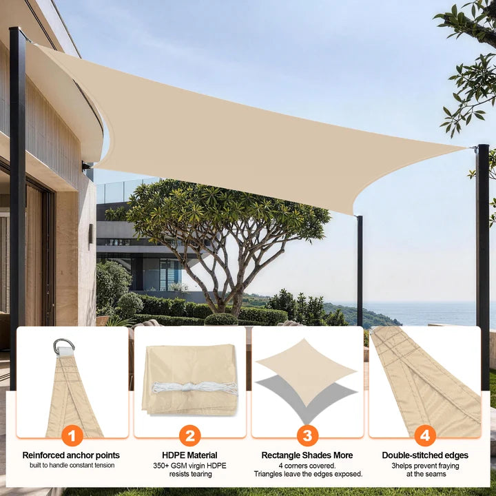 Telo ombreggiante da esterno con protezione UV – Vela parasole resistente per giardino, patio e piscina