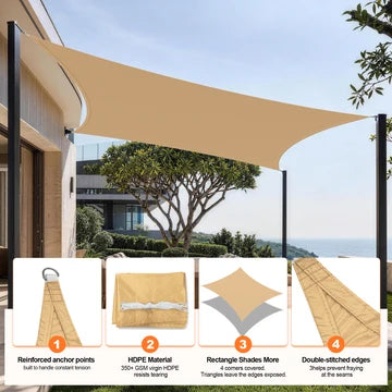 Telo ombreggiante da esterno con protezione UV – Vela parasole resistente per giardino, patio e piscina