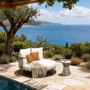 Set lounge con daybed rotondo e tavolino