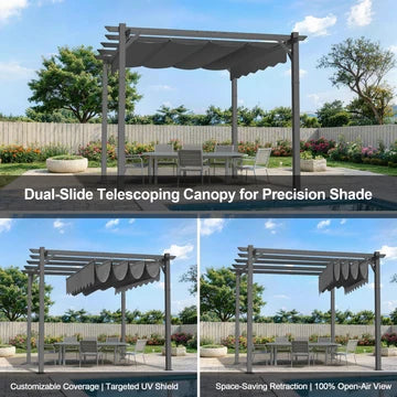 Pergola retrattile da esterno con tetto regolabile in tessuto