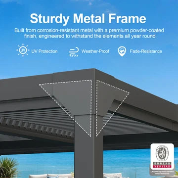 Pergola bioclimatica 3×3 m in alluminio con tetto a lamelle regolabili