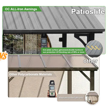 Gazebo addossato da giardino con tetto rigido in alluminio